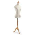 thumbnail image 1 of Displays2Go Floor Mounted Female Dress Torso, Floorstanding, Light Oak Base - Cream Linen (ZFDF6LIN), 1 of 1