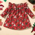thumbnail image 3 of Girls Ruffle Long Sleeve Dress All Over Christmas Tree Printed Lightweight Cute Loose Casual Dresses, 3 of 6