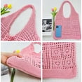thumbnail image 5 of Kukuzhu Women Cotton Knitted Tote Bag Crochet Mesh Beach Shoulder Bag Hollow Summer Bag Woven Hobo Bag for Travel, 5 of 6