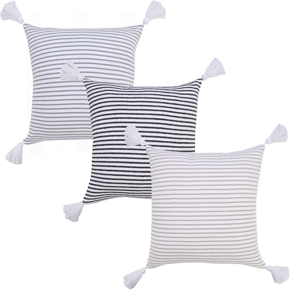 LR Home Basic Balanced Striped Throw Pillow with Tassels