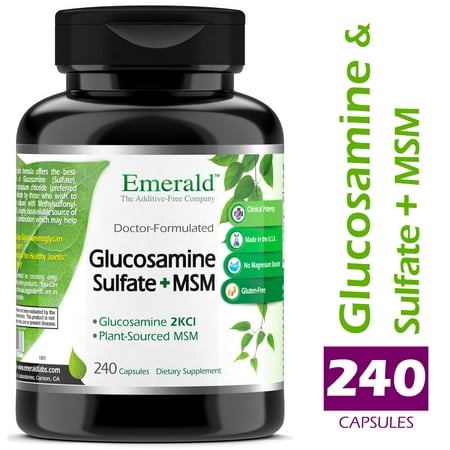 Emerald Laboratories (Ultra Botanicals) - Glucosamine Sulfate with MSM - Joint Support - Helps Alleviate Pain, Stiffness, Supports Joint Friction, & Strengthens Cartilage - 240 (Best Supplement For Joint Pain And Stiffness)