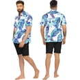thumbnail image 4 of LA LEELA Men's Hawaiian Shirts Short Sleeve Button Down Shirt Men's Summer Shirts Casual Beach Holiday Hawaii Island Shirts for Men Funny XXL Tropical Mono Leaves, Blue For Dad, 4 of 5