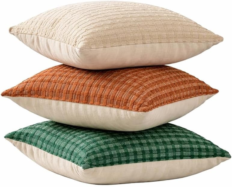 Fennco Styles Terracotta Woven Textured Filled Throw Pillow 18" X 18" - Decorative Cotton Blend Sofa Cushion for Sofa, Couch & Bed for Home Décor