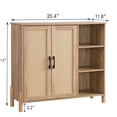 thumbnail image 4 of JERFIT Mid-Century Modern Accent Cabinet with Rattan Doors and Open Shelves, Adjustable Storage Organizer for Living Room, Dining Room, Natural, 4 of 8