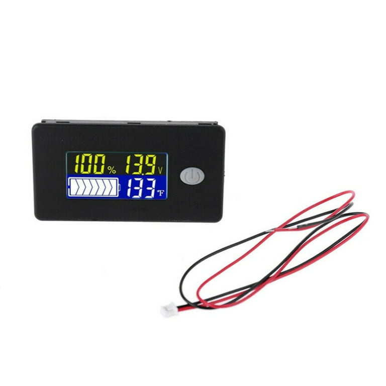 Battery Capacity Monitor 10-100V Gauge Meter Voltmeter With Temperature