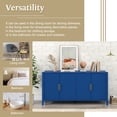 thumbnail image 4 of 63”Inch Modern Wood Accent Buffet Sideboard Serving Storage Cabinet with Large Storage Space, Metal handles & Wood Legs and Shelves for Dining Room, Entryway (Navy Blue), 4 of 9