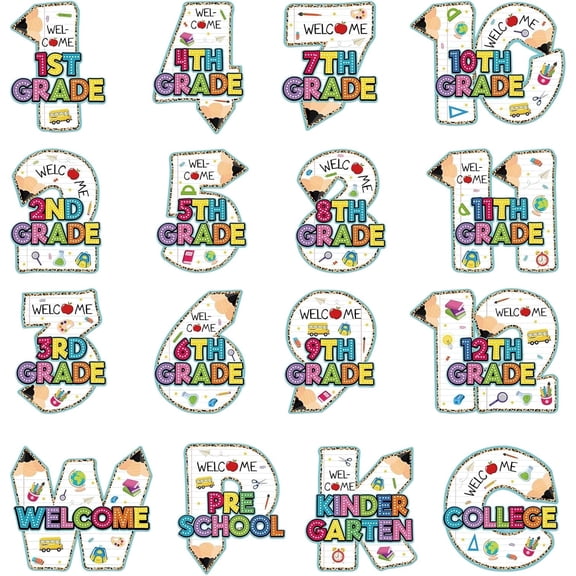 Waahome 16 Pcs 8"x10" Back to School Chalkboard Signs, Grade Photo Props for Preschool, Kindergarten, Elementary & High School, Classroom Supplies