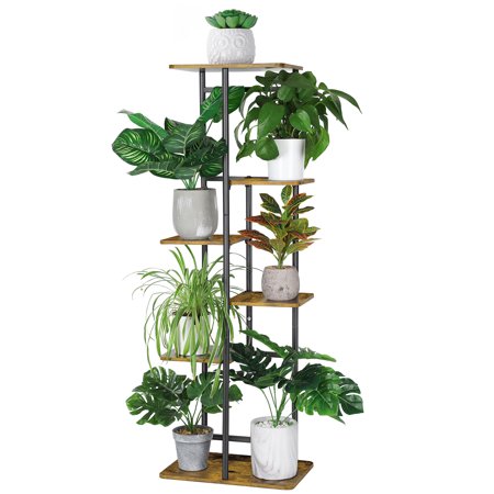 Wadavr Plant Stand Metal 6 Tier 7 Potted  Multiple Flower Pot Holder Shelves for Indoor Outdoor Garden Balcony