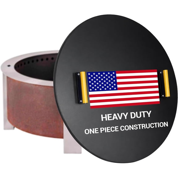 FEBTECH 35" Round Fire Pit Cover Recommended for 34.5 Inch Smokeless Fire Pit with Heat Resistant Coating