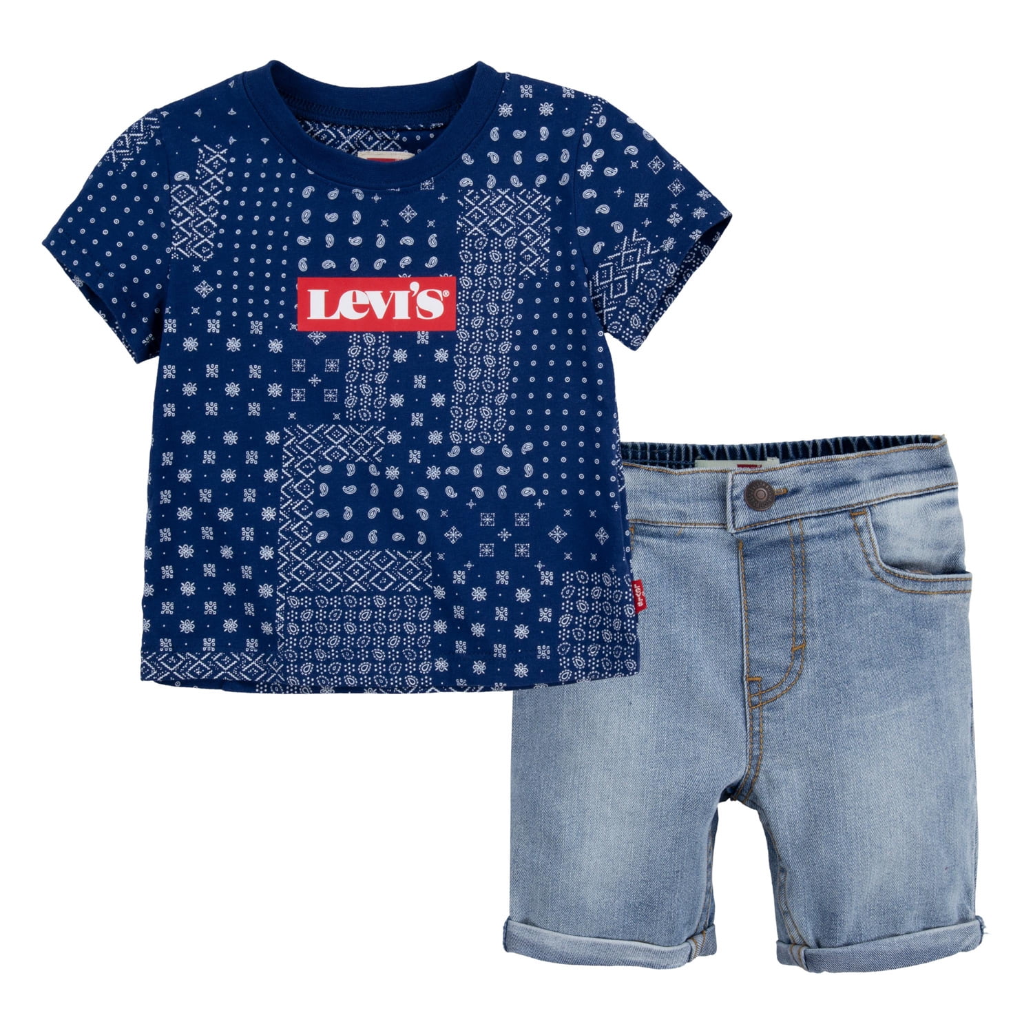 Toddler Boys Graphic Tee Shirt+Jean Shorts Clothes Set 