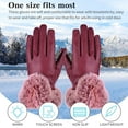 thumbnail image 5 of Htwon Women's Ladies Lambskin Leather Gloves Thermal Winter Warm Driving Soft Lining Red, 5 of 12