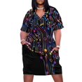 thumbnail image 1 of Vestido holgado con bolsillos y circuito colorido para mujer, elegante vestido de fiesta de verano 2025 con diseño de cerebro de computadora digital, 1 of 7