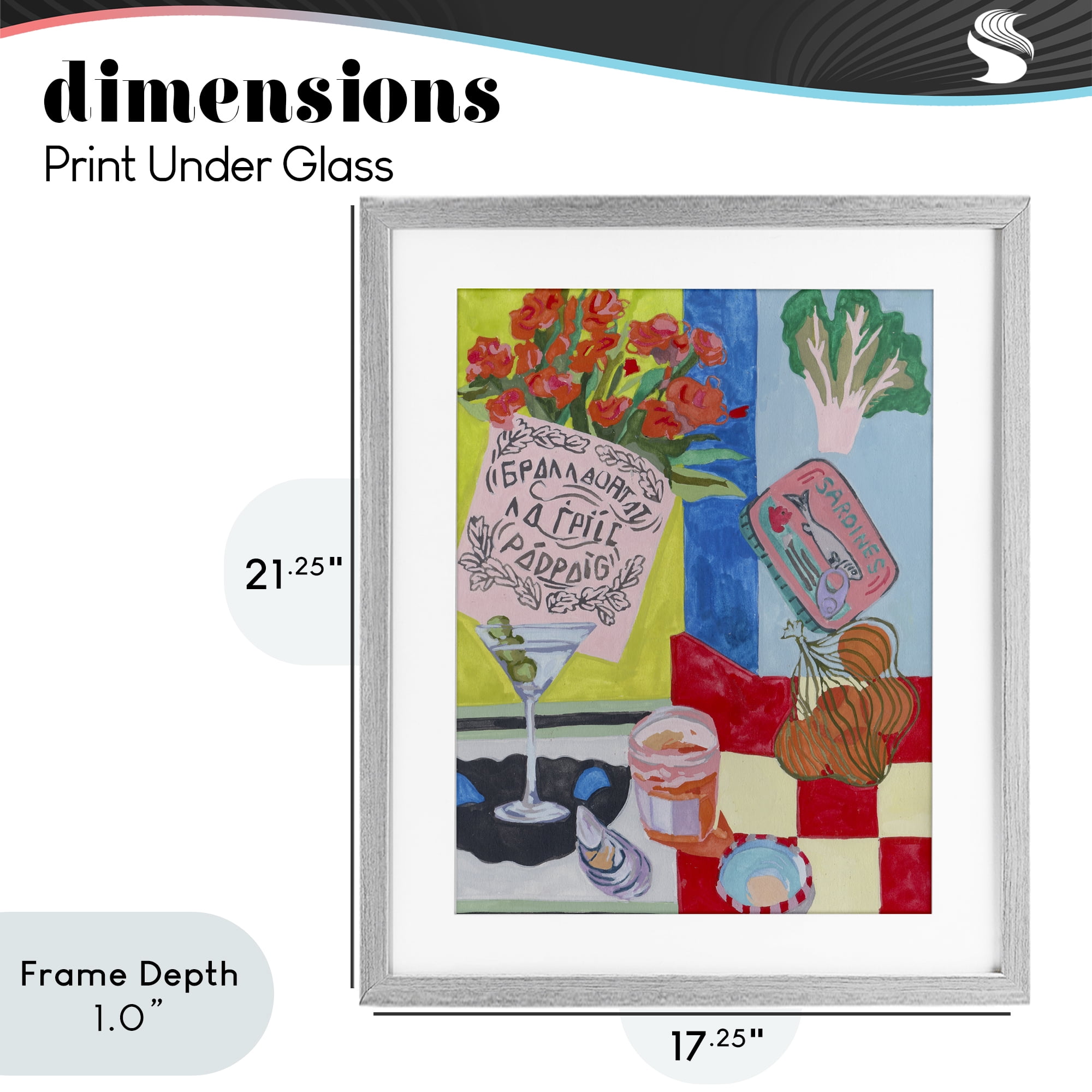 Stupell Industries Kitchen Checkered Still Life Gray Framed Print Under Glass, design by Melissa Wang