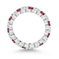 thumbnail image 3 of Gem Stone King 925 Sterling Silver Red Rhodolite Garnet and White Created Sapphire Women Eternity Band Ring (1.20 Cttw, Gemstone Birthstone, Size 5), 3 of 6