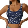 thumbnail image 3 of Goofa Hawaiian Style Printed Sports Bras for Women, High Impact Running Bra Workout Crop Tank Tops Longline Sports Bra Push up-XX-Large, 3 of 9