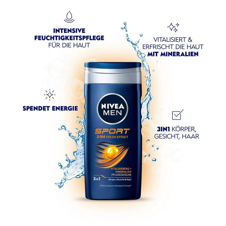 Nivea Men Sport Nourishing Shower Gel (250 Ml), Revitalising And Nourishing  Shower Gel With Minerals, Refreshing Shower For Active Men - Walmart.com