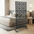 thumbnail image 4 of Outdoor Privacy Screen, Metal Decoative Privacy Screen Panel Freestanding, Privacy Fence Panels for Outside Patio Garden Backyard (Black, Chinese Knot,74.8" H x 35.4" W), 4 of 19