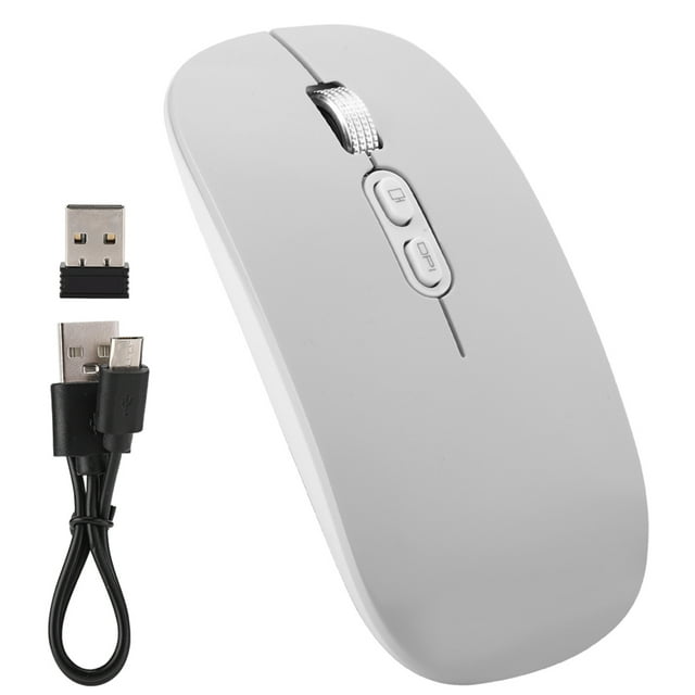 Ratón óptico recargable inalámbrico de 2,4 Ghz, silencioso, ergonómico, para ordenador, oficina en casa, color plateado