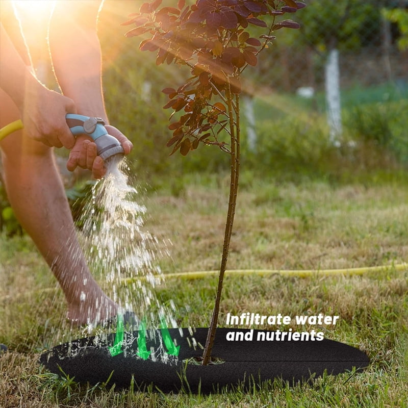 Non-woven weed barrier fabric - A durable gardening ground cover, suitable for vegetable orchards and outdoor landscapes as a durable weed-proof mat. Diameter 42cm (10 pieces)
