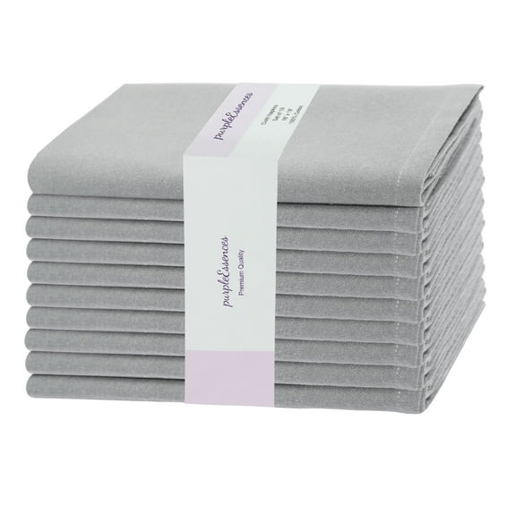 PurpleEssences cloth napkins set of 10, 18x18 Inch, Dinner table decorative napkins - Ash Grey