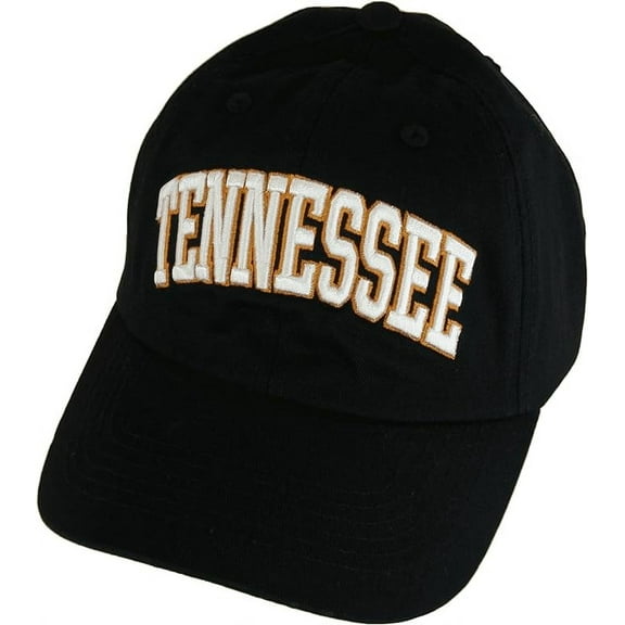 Tennessee Buckle Back Adjustable Cotton Baseball Cap (Black/White Script)