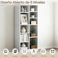 thumbnail image 3 of Librero Minimalista de 5 Niveles, Librero Organizador Vertical, Estructura Estable y Ahorro de Espacio, Libreros Madera Altura 150cm para Sala, Dormitorio o Estudio, 3 of 14
