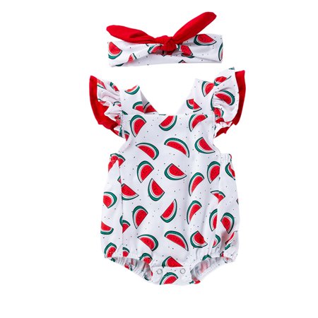 

TUOBARR Toddler Baby Girls Watermelon Print Cute Romper Suit Climbing Clothes Headwear Red (3-24Months)