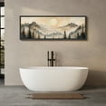 thumbnail image 5 of Large Framed Canvas Print Moody Forest Sunrise Painting, Tranquil Nature Scene Wall Art Decorative Ready to Hang Painting for Living room Bedroom - 60"x20" Black Frame, 5 of 9