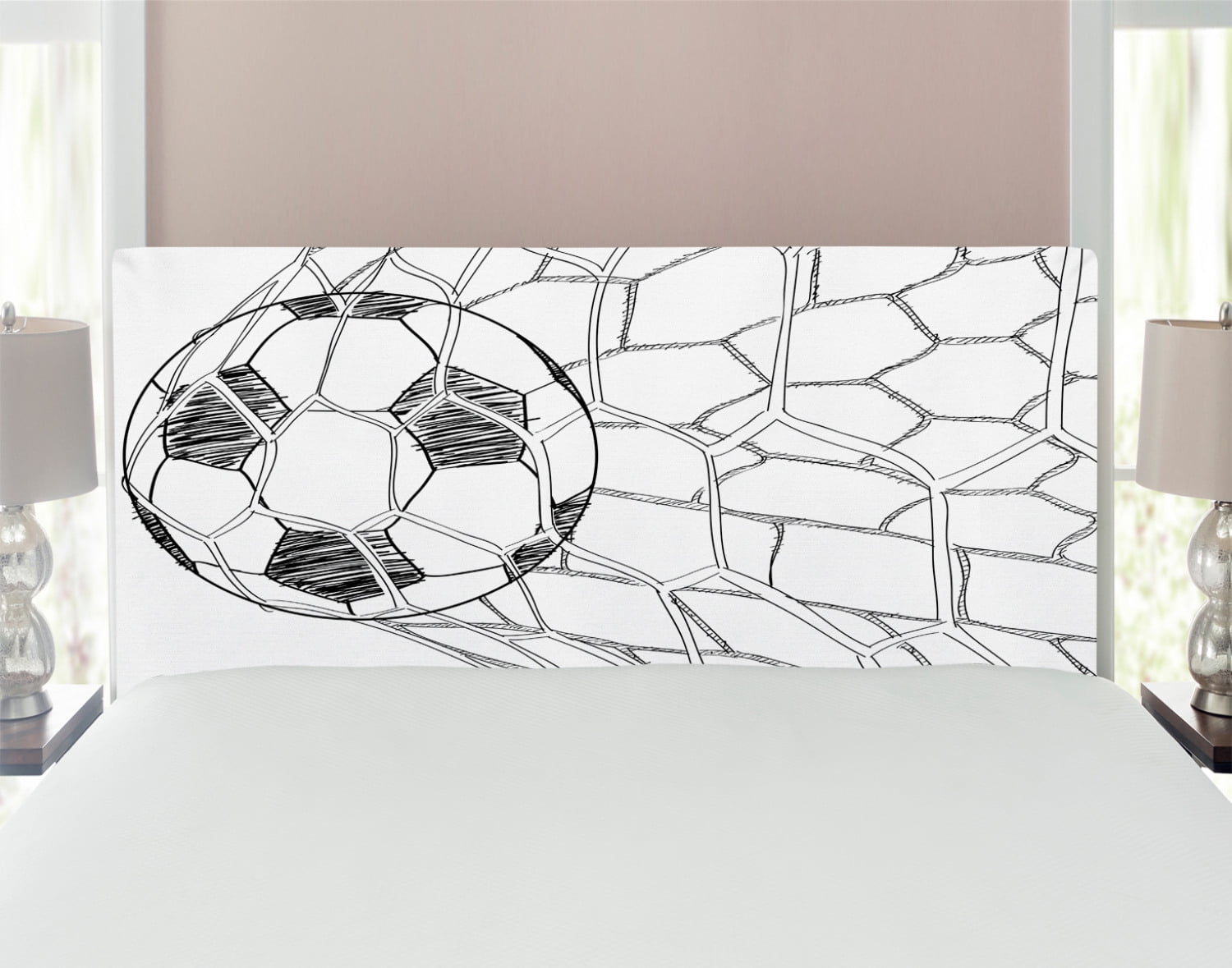 Soccer Headboard, Soccer Ball in Net Goaly Position Sports Competition