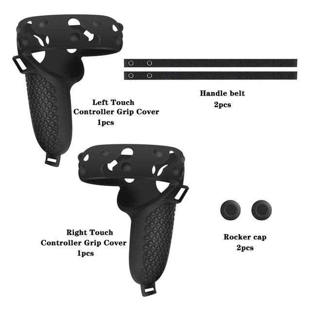 Fundas para manijas de silicona, protector de gamepad, reemplazo de la cubierta del controlador de juegos VR para Oculus quest 2, negro 1 par Scienceny EL001346-01
