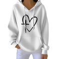 thumbnail image 2 of Baberdicy Graphic Pullover Hoodie, Women's Sweater Women's Striped Hoodie – Thick Drawstring Pullover for Cold Morning Runs, Farmer's Markets & Layering Loose Fit, Fleece Inside, White, L, 2 of 4