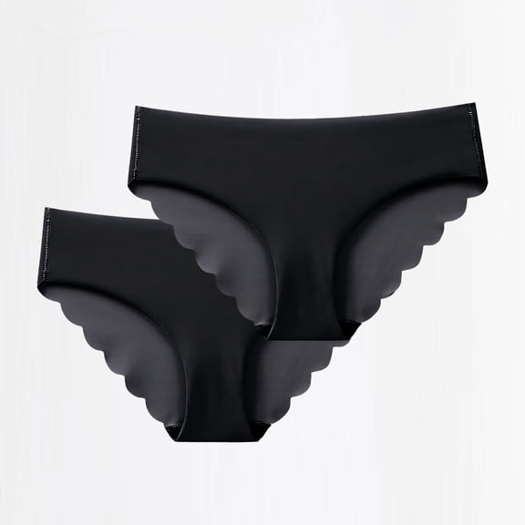 ITSAME Womens Low Waisted Underwear 2-Pack Breathable Stretch Ice Silk Soft Comfort Hipster Briefs Black Size 2XL