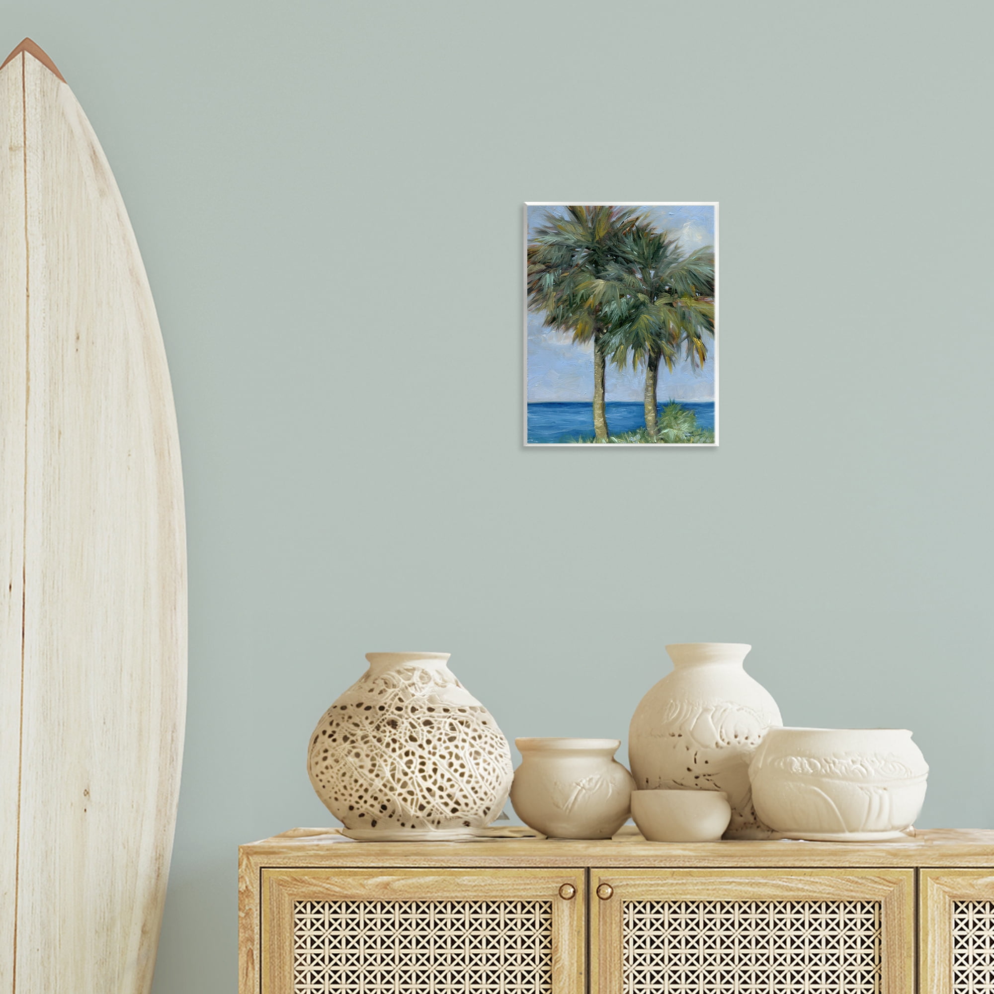 Stupell Industries Full Brushed Palms Landscape Painting Unframed Art Print Wall Art, 11 x 14