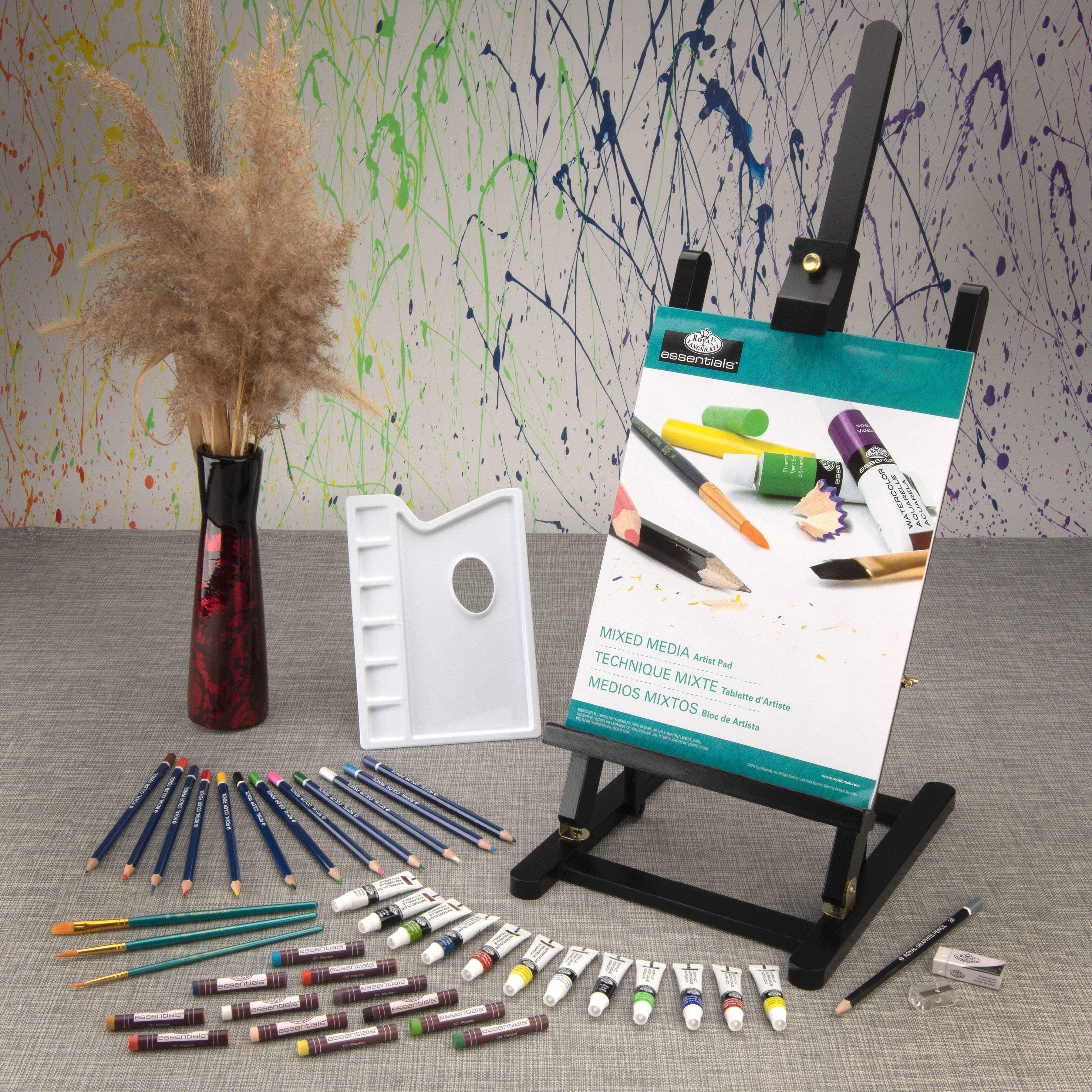 Royal & Langnickel essentials™ 45pc Black Series Mixed Media H-Frame Easel Art Set