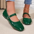thumbnail image 6 of ZunFeo Womens Square Toe Mary Jane Flats - PU Faux Leather Ballet Shoes with Adjustable Ankle Strap, Retro Comfort Non-Slip Work Flats, Green,Size 8.5, 6 of 9