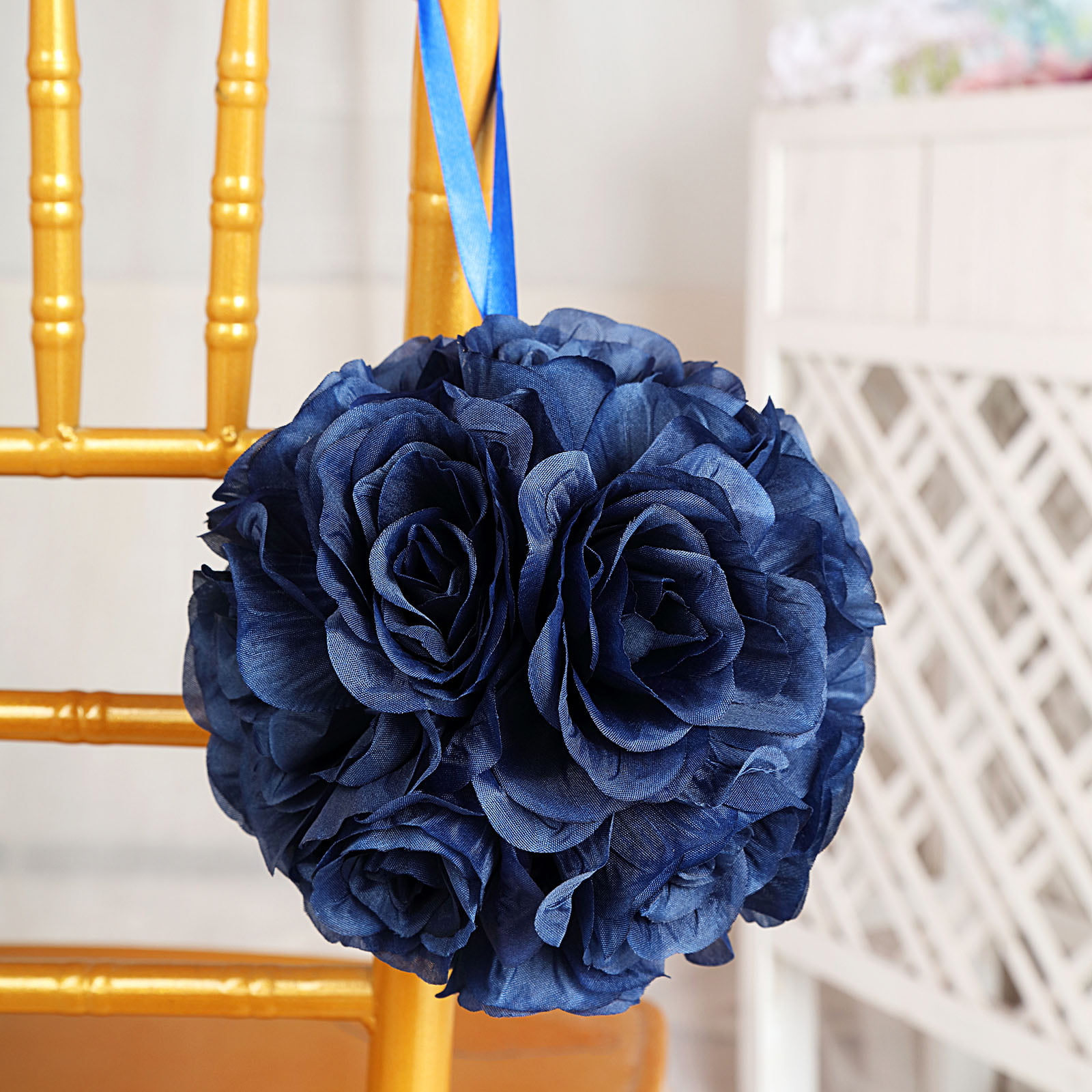Navy Blue Rose Kissing Ball Wedding Decoration 