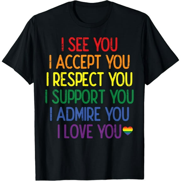 Gay I See Accept You Rainbow Pride Flag Ally LGBTQ Women Men T-Shirt