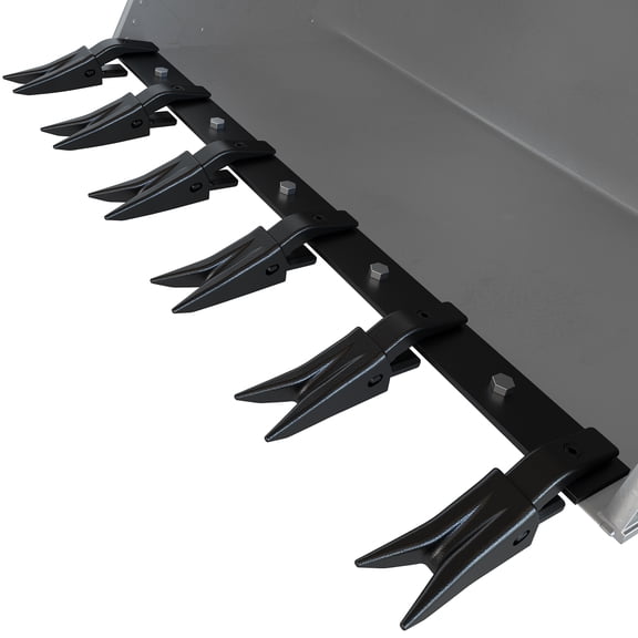 Heavy Duty Tractor Bucket Tooth Bar – 46" | 6 Replaceable Steel Teeth – Fits 1/2" or Less Edge – No Drilling – Sub-Compact Loader, Skid Steer – Durable Black – Black | 46" | 6 teeth