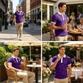 thumbnail image 6 of OIOLOYJM Mens Golf Shirts Summer Short Sleeve Mesh Contrast Collar Casual Quick Dry Lightweight Polo Shirts Trendy Work Gym Collared Clothes Dark Purple L, 6 of 6