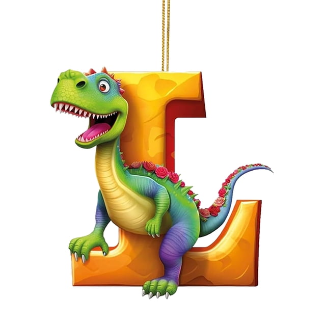Adorno Acrílico Con Forma Letra L Dinosaurio para Navidad Coche Plano 2D