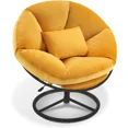 thumbnail image 2 of Mcombo Swivel Papasan Chairs, Gas Lift Cozy Chair with Height Adjustment, Velvet Rocking Saucer Chair for Living Room Bedroom HQ405(Yellow), 2 of 9