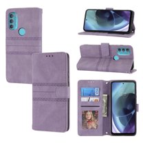 Wallet Case for Motorola Moto G71 5G 6.4 Inch, Skin Feel Embossed Leather Magnetic Case with Kickstand Card Slots Long Shouder Strap Cover for Motorola Moto G71,Lightpurple