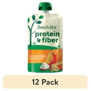 (12 pack) Beech-Nut Protein & Fiber Stage 4 Toddler Food, Pumpkin Apple Yogurt Oats, 3.5 oz