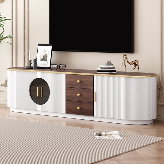 Modern TV Stand for TVs Up to 80 Inch, Media Console Table Storage Cabinet Entertainment Center with Drawers Doors for Living Room Bedroom