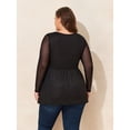 thumbnail image 4 of LapaPlus Women Plus Size Tops XL-6XL Long Sleeve Sheer Mesh Peplum Dressy V Neck Blouse, 4 of 6
