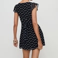 thumbnail image 4 of Argulvti Robe Courte à Pois pour Femme, Coupe Ajustée, Col en V, Manches Volantées, Mini-Robe Ligne A pour Quotidien, Fête, Boîte de Nuit, 4 of 5