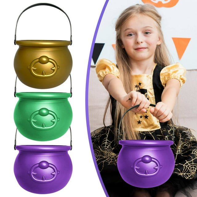 8 Inch Plastic Cauldron Kettle For St. Day And Halloween Large Bucket For Table Decorations Centerpieces
