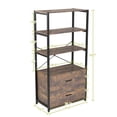 thumbnail image 5 of HQZX Industrial Bookcase with 2 File Cabinet Drawers,4 Tier Bookshelf Home Office Storage,Brown, 5 of 13
