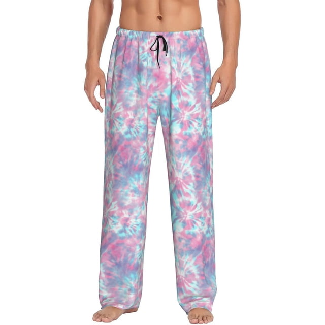 Fotbe Tie Dye Pantalones de Pijama para Hombre, Pantalones de Dormir, Pantalones de Casa con Cintura Ajustable y Bolsillos-XX-Large