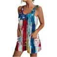 thumbnail image 3 of QATAINLAV Womens Rompers and Jumpsuits Summer Casual Sleeveless Linen Onesie Shorts 4th of July American Flag Patriotic Overall with Pocket Blue XL, 3 of 6